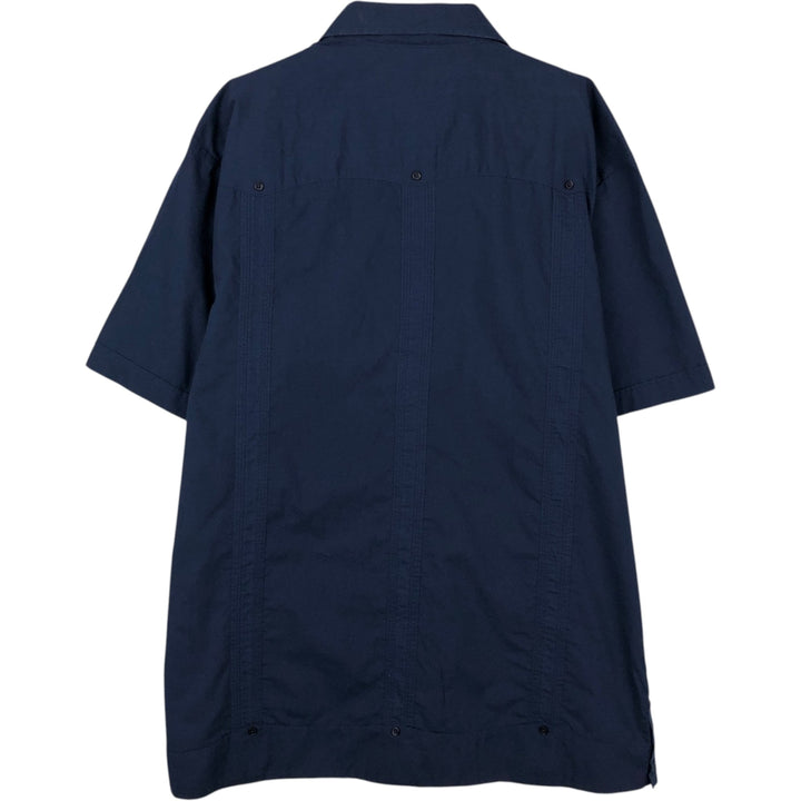 GENTLEMENS COLLECTION Short-Sleeve Open Collar Mexican Shirt Cuban Shirt Box Shirt Men's Size L (approx.) cotton navy blue type Vintage Second Hand