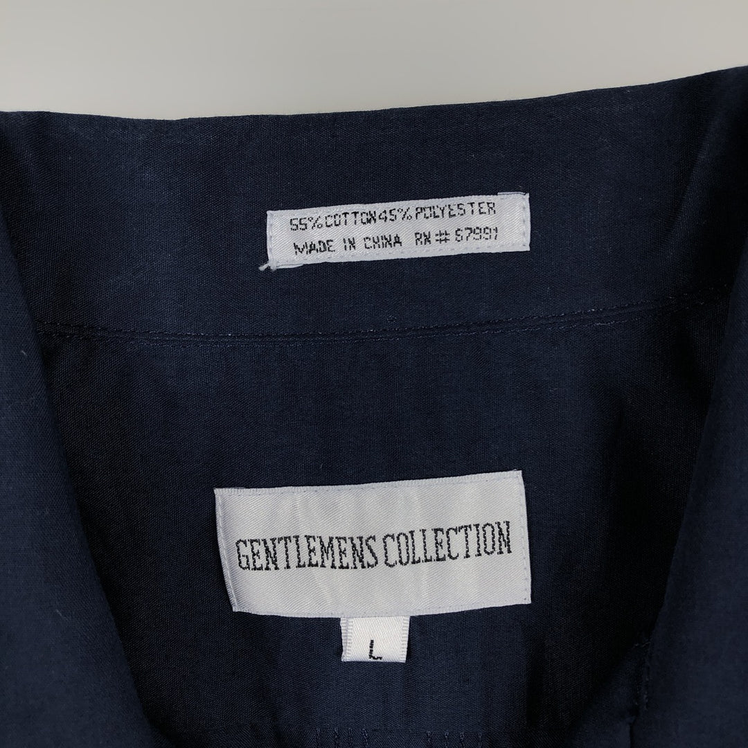 GENTLEMENS COLLECTION Short-Sleeve Open Collar Mexican Shirt Cuban Shirt Box Shirt Men's Size L (approx.) cotton navy blue type Vintage Second Hand