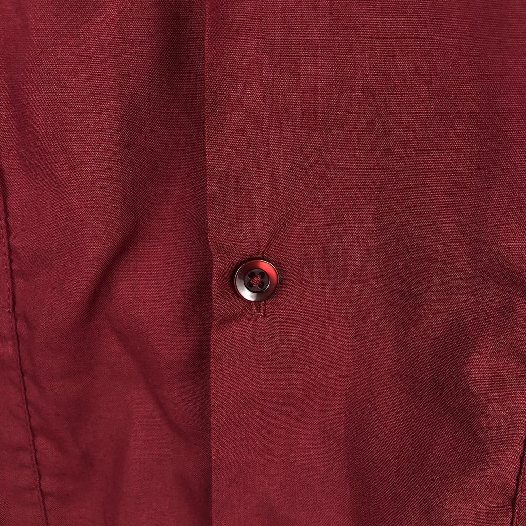 ~90'S D'LEO Short-Sleeve Open-Collar Mexican Shirt Cuban Shirt Box Shirt Men's Size L (Equivalent) Vintage acrylic wine-red Vintage Second Hand