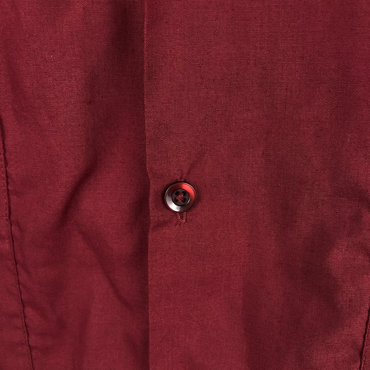 ~90'S D'LEO Short-Sleeve Open-Collar Mexican Shirt Cuban Shirt Box Shirt Men's Size L (Equivalent) Vintage acrylic wine-red Vintage Second Hand