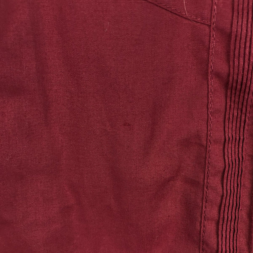 ~90'S D'LEO Short-Sleeve Open-Collar Mexican Shirt Cuban Shirt Box Shirt Men's Size L (Equivalent) Vintage acrylic wine-red Vintage Second Hand
