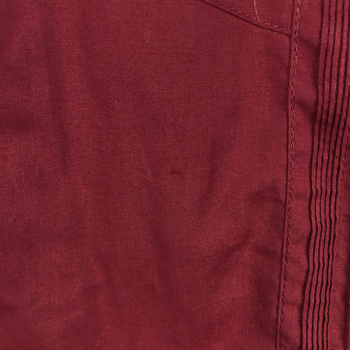 ~90'S D'LEO Short-Sleeve Open-Collar Mexican Shirt Cuban Shirt Box Shirt Men's Size L (Equivalent) Vintage acrylic wine-red Vintage Second Hand