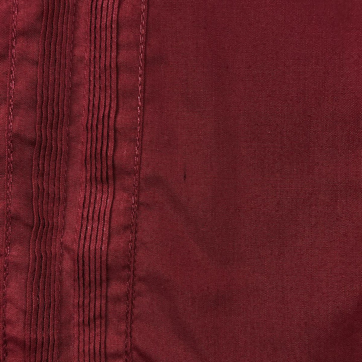 ~90'S D'LEO Short-Sleeve Open-Collar Mexican Shirt Cuban Shirt Box Shirt Men's Size L (Equivalent) Vintage acrylic wine-red Vintage Second Hand