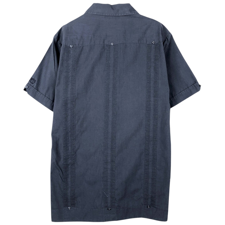 The Havanera Co. Short-Sleeve Open-Collar Mexican Shirt, Cuban Shirt, Boxy Shirt, Men's Size S polyester navy blue type Vintage Second Hand