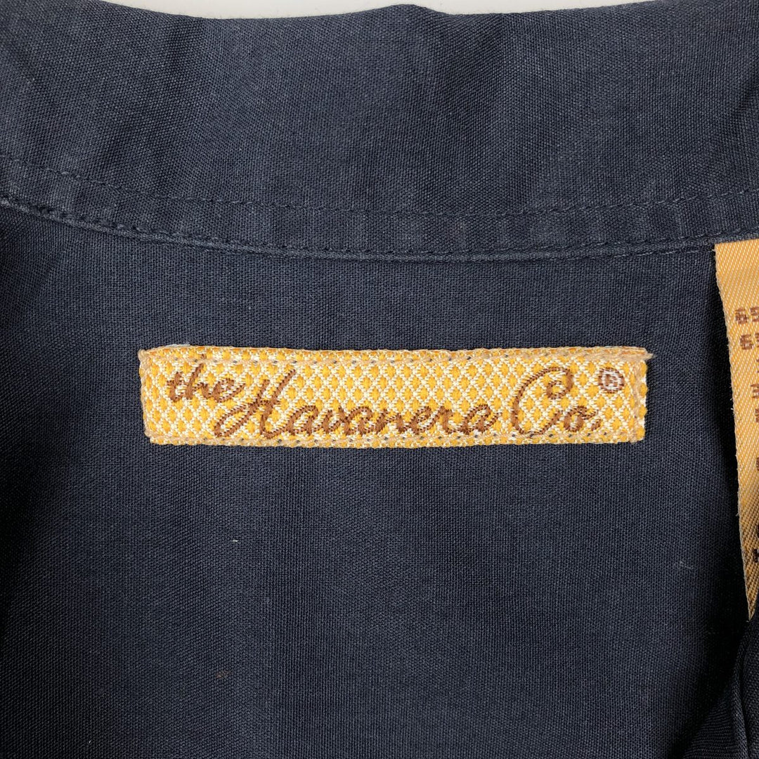 The Havanera Co. Short-Sleeve Open-Collar Mexican Shirt, Cuban Shirt, Boxy Shirt, Men's Size S polyester navy blue type Vintage Second Hand
