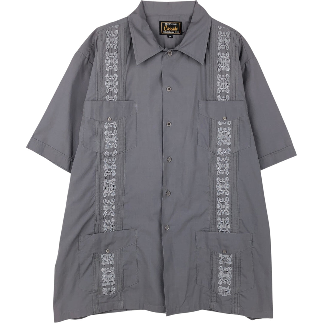 Cascade Short-Sleeve Mexican Shirt / Cuban Shirt / Men's Size M (Equivalent) / Boxy Shirt polyester gray type Vintage Second Hand