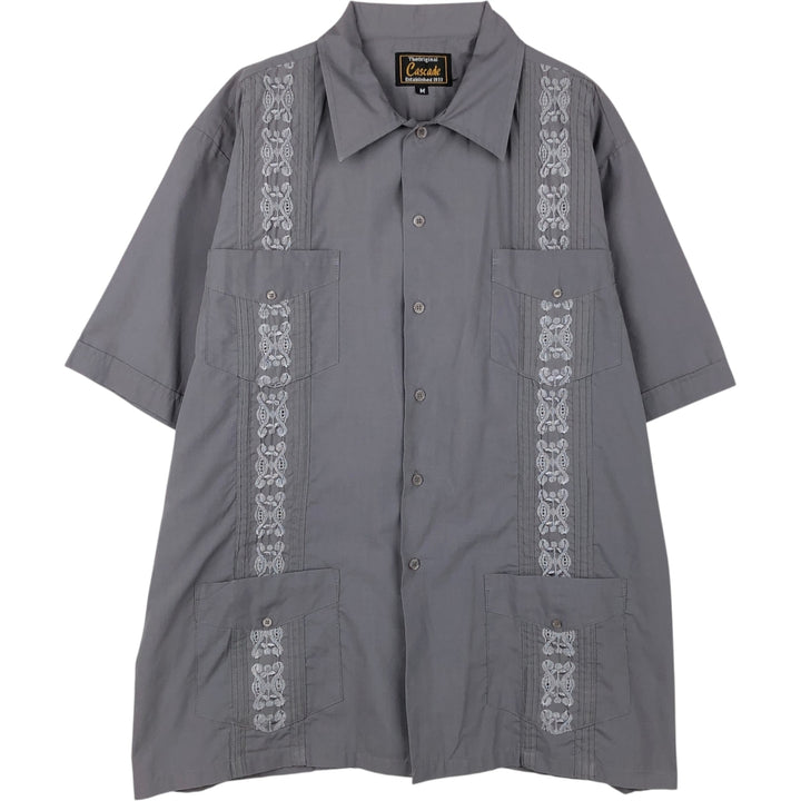 Cascade Short-Sleeve Mexican Shirt / Cuban Shirt / Men's Size M (Equivalent) / Boxy Shirt polyester gray type Vintage Second Hand