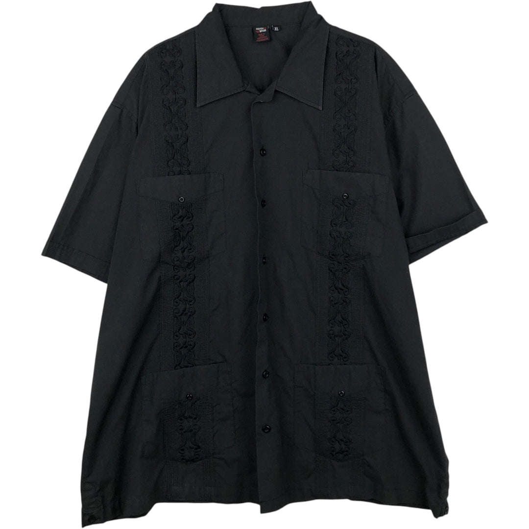 ~90'S SOUISH WEAR Short-Sleeve Mexican Shirt Cuban Shirt Box Shirt Men's XL Equivalent Vintage cotton black type Vintage Second Hand