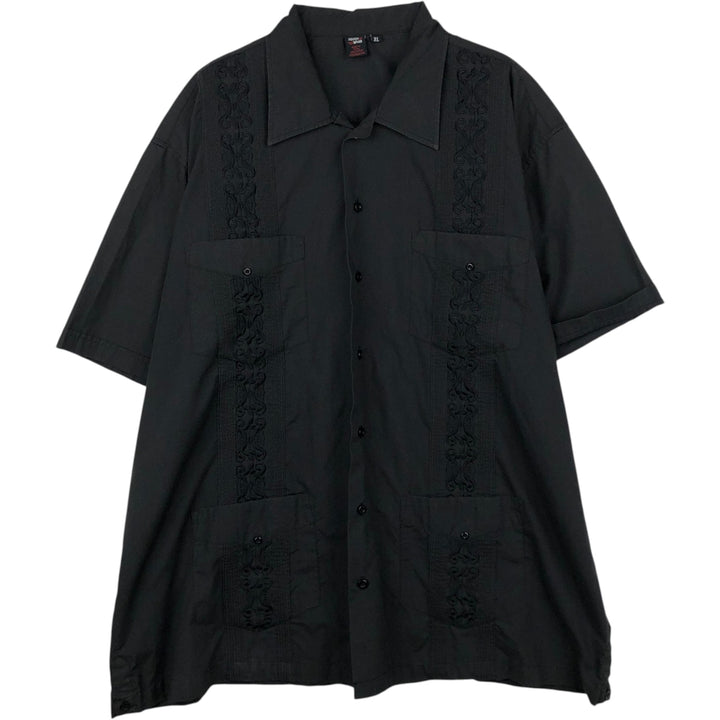 ~90'S SOUISH WEAR Short-Sleeve Mexican Shirt Cuban Shirt Box Shirt Men's XL Equivalent Vintage cotton black type Vintage Second Hand