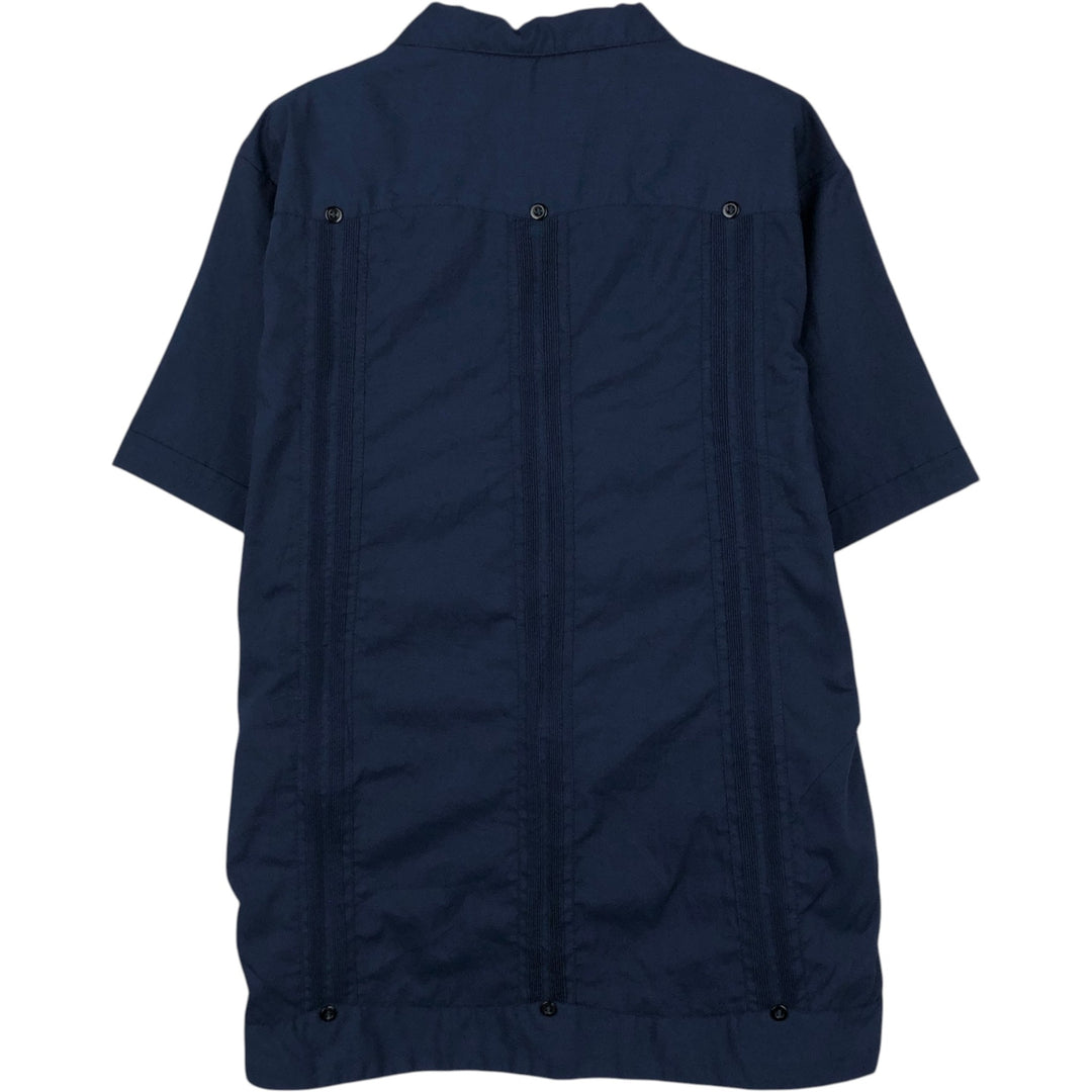 CONTINENTAL Short-Sleeve Open-Collar Mexican Shirt, Cuban Shirt, Boxy Shirt, Men's Size M cotton navy blue type Vintage Second Hand