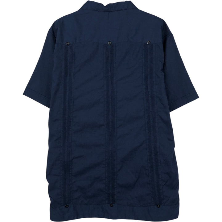 CONTINENTAL Short-Sleeve Open-Collar Mexican Shirt, Cuban Shirt, Boxy Shirt, Men's Size M cotton navy blue type Vintage Second Hand
