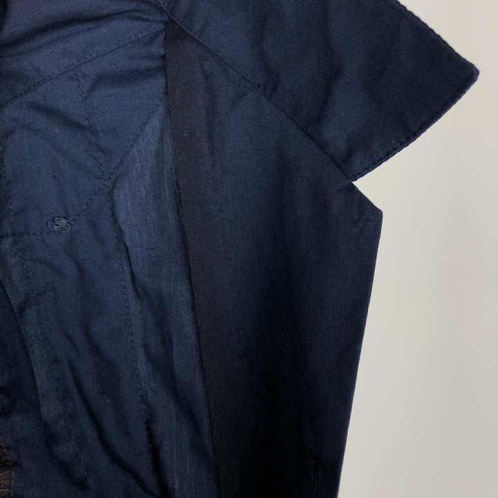 CONTINENTAL Short-Sleeve Open-Collar Mexican Shirt, Cuban Shirt, Boxy Shirt, Men's Size M cotton navy blue type Vintage Second Hand