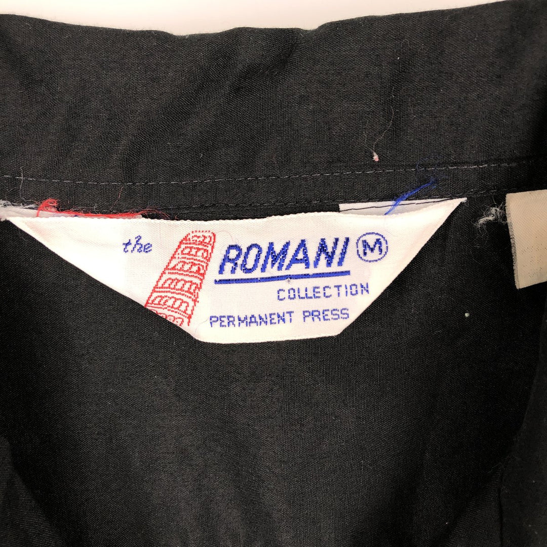 80s-90'S ROMANI Short Sleeve Open Collar Mexican Shirt Cuban Shirt Box Shirt Men's M Size Vintage unclear black type Vintage Second Hand