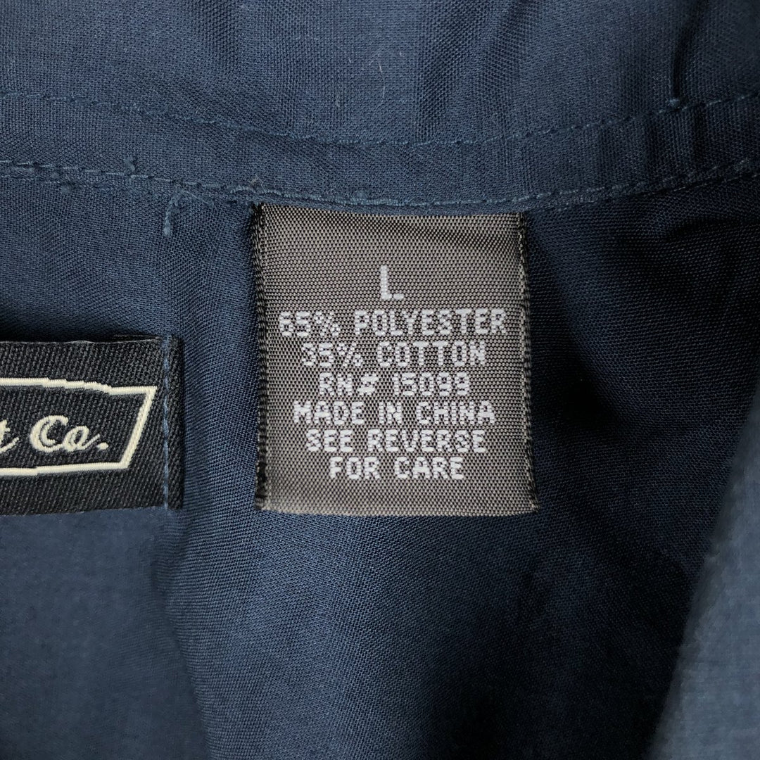 The Havanera Shirt Co. Short-sleeved open-collar Mexican shirt, Cuban shirt, boxy shirt, men's size L. polyester navy blue type Vintage Second Hand