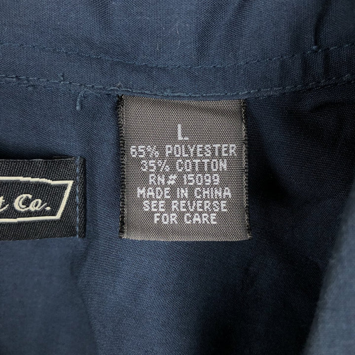 The Havanera Shirt Co. Short-sleeved open-collar Mexican shirt, Cuban shirt, boxy shirt, men's size L. polyester navy blue type Vintage Second Hand