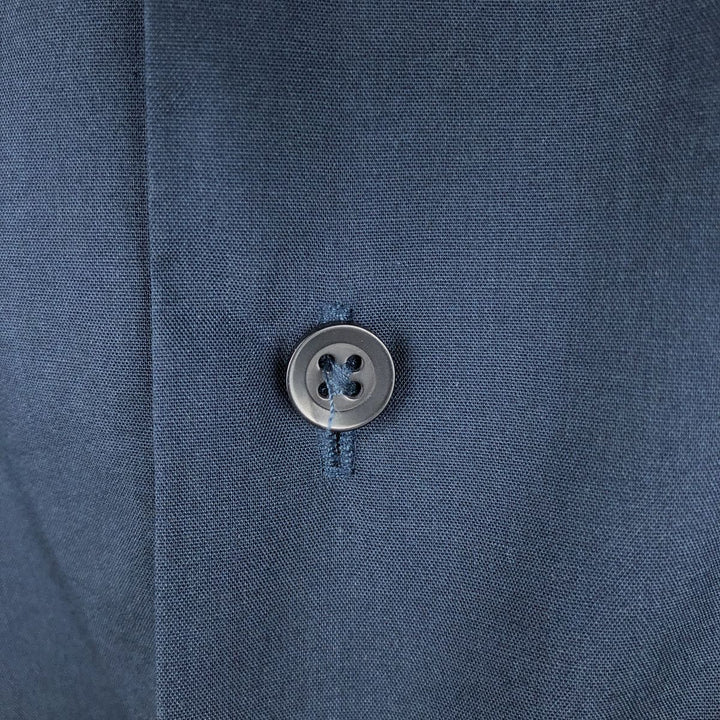 The Havanera Shirt Co. Short-sleeved open-collar Mexican shirt, Cuban shirt, boxy shirt, men's size L. polyester navy blue type Vintage Second Hand