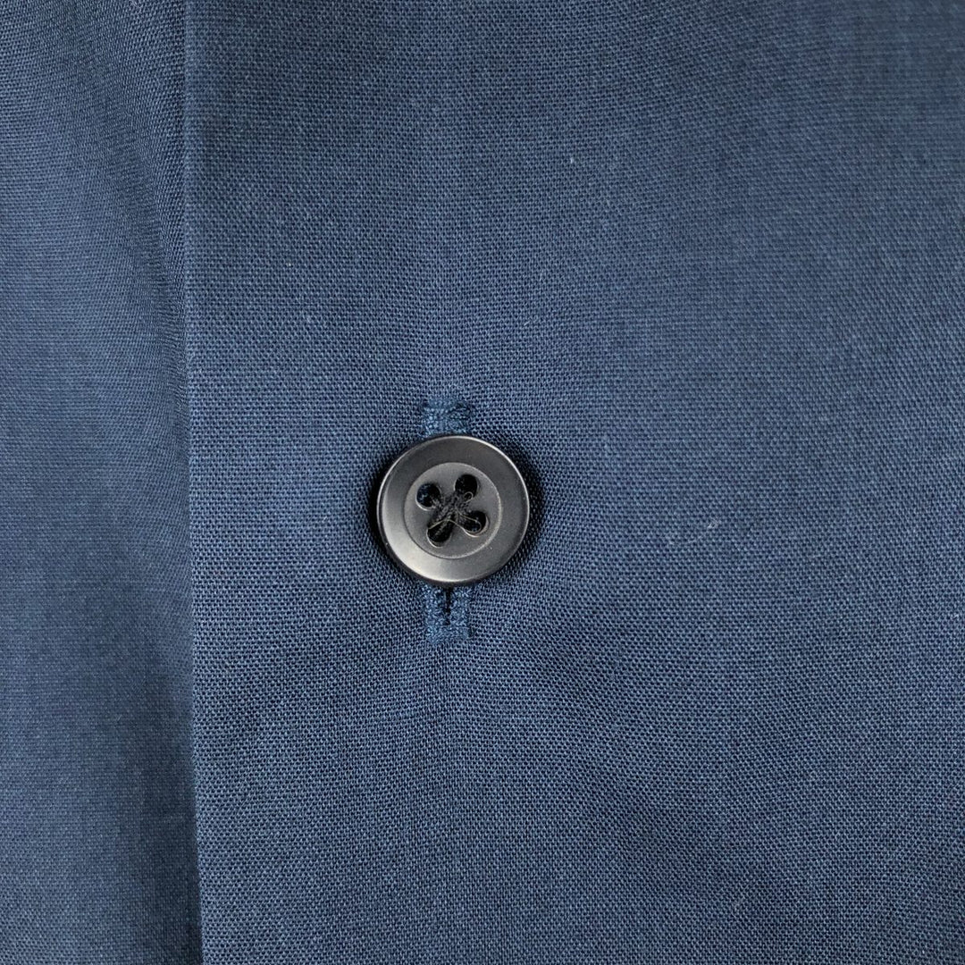 The Havanera Shirt Co. Short-sleeved open-collar Mexican shirt, Cuban shirt, boxy shirt, men's size L. polyester navy blue type Vintage Second Hand