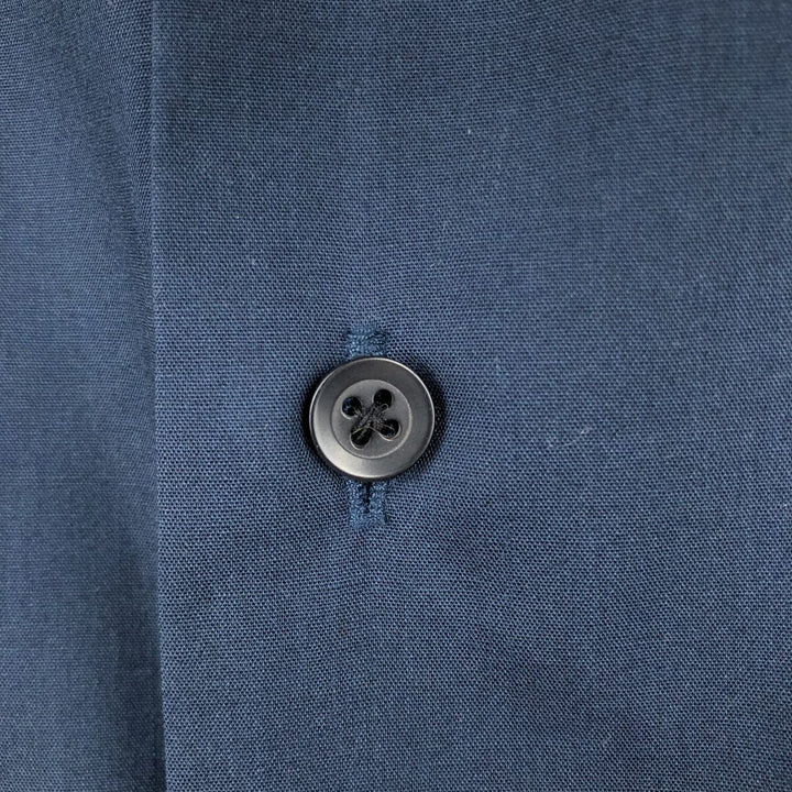 The Havanera Shirt Co. Short-sleeved open-collar Mexican shirt, Cuban shirt, boxy shirt, men's size L. polyester navy blue type Vintage Second Hand