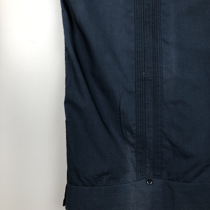 The Havanera Shirt Co. Short-sleeved open-collar Mexican shirt, Cuban shirt, boxy shirt, men's size L. polyester navy blue type Vintage Second Hand