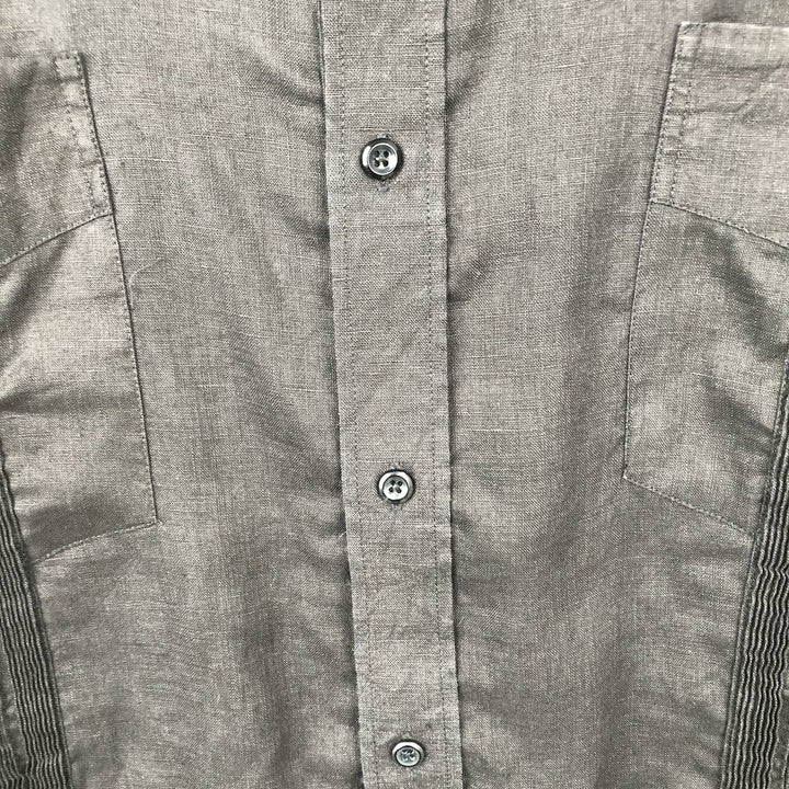 90'S PANABRISA Short-Sleeve Mexican Shirt / Cuban Shirt, Regular Collar, Men's Size XL (approx.) linen black type Vintage Second Hand