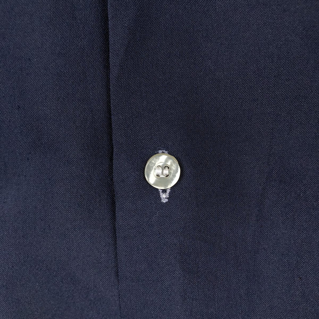 Lol-h? Short-sleeved open-collar Mexican shirt, Cuban shirt, boxy shirt, men's size XL. polyester Navy blue Vintage Second Hand