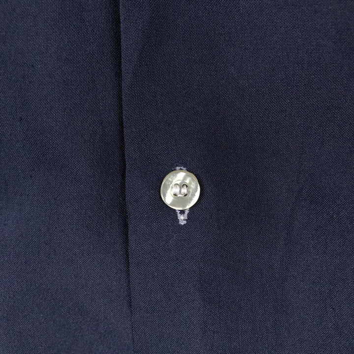 Lol-h? Short-sleeved open-collar Mexican shirt, Cuban shirt, boxy shirt, men's size XL. polyester Navy blue Vintage Second Hand