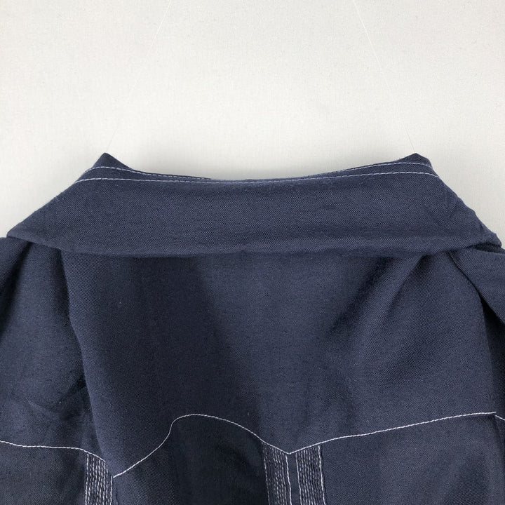Lol-h? Short-sleeved open-collar Mexican shirt, Cuban shirt, boxy shirt, men's size XL. polyester Navy blue Vintage Second Hand