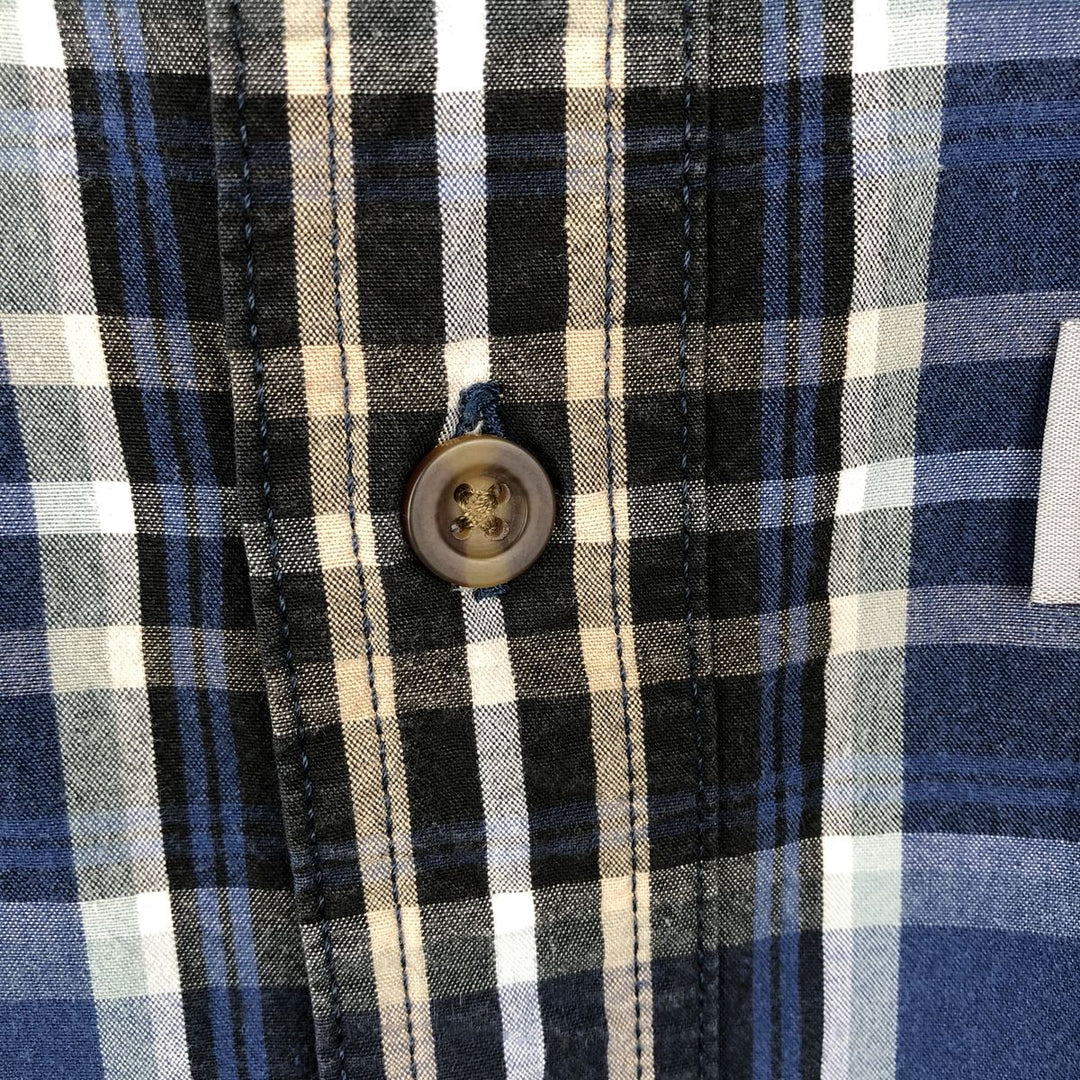 Carhartt Check Pattern Button-down Short Sleeve Work Shirt, Men's Size L cotton blue type Vintage Second Hand