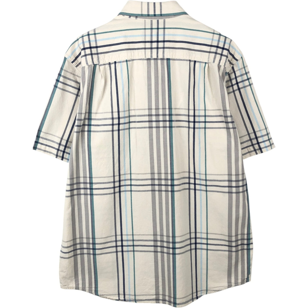 Carhartt Loose Fit Check Pattern Button-Down Short Sleeve Work Shirt, Men's Size Medium unclear ivory Vintage Second Hand