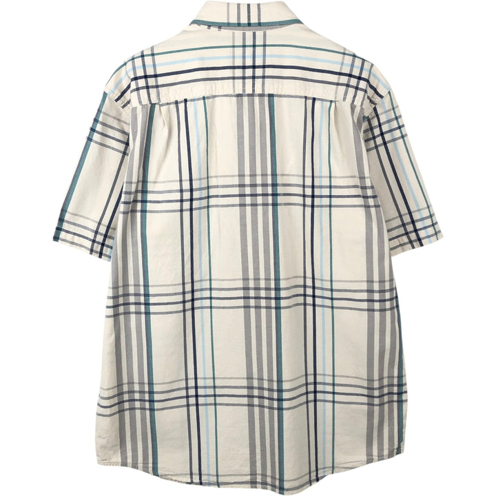 Carhartt Loose Fit Check Pattern Button-Down Short Sleeve Work Shirt, Men's Size Medium unclear ivory Vintage Second Hand