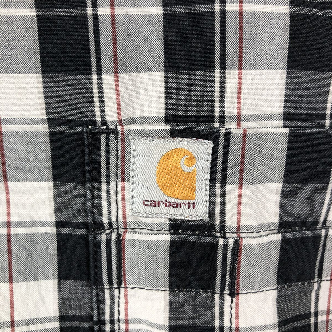 Carhartt Relaxed Fit Button-Down Check Pattern Short-Sleeve Work Shirt, Men's XXL (approx.) cotton black type Vintage Second Hand