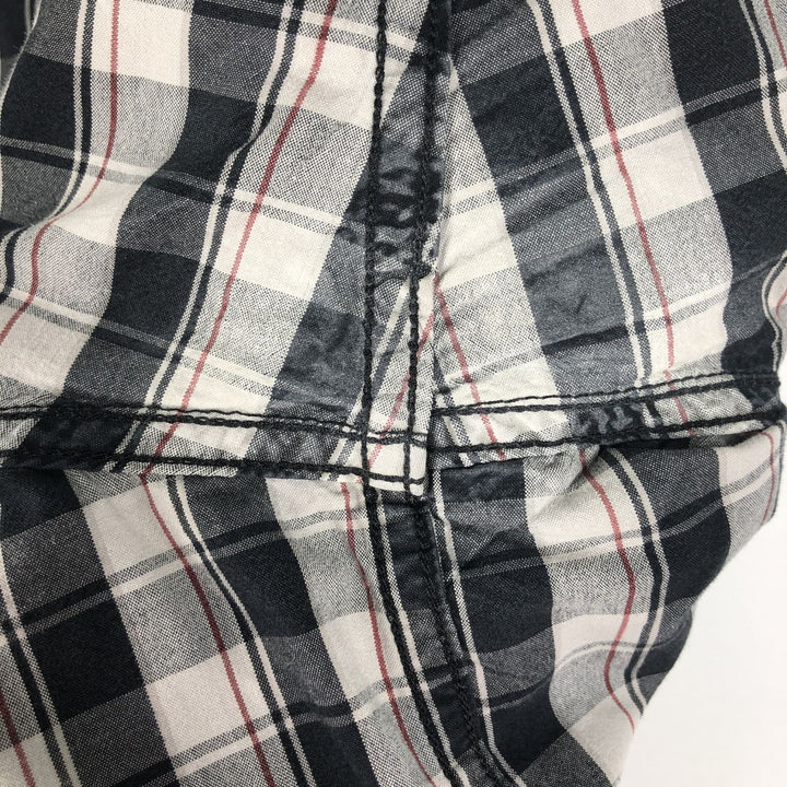 Carhartt Relaxed Fit Button-Down Check Pattern Short-Sleeve Work Shirt, Men's XXL (approx.) cotton black type Vintage Second Hand