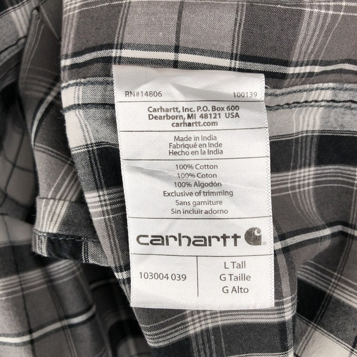 Carhartt RELAXED FIT Check Pattern Button-down Short Sleeve Work Shirt, Men's L size cotton gray type Vintage Second Hand