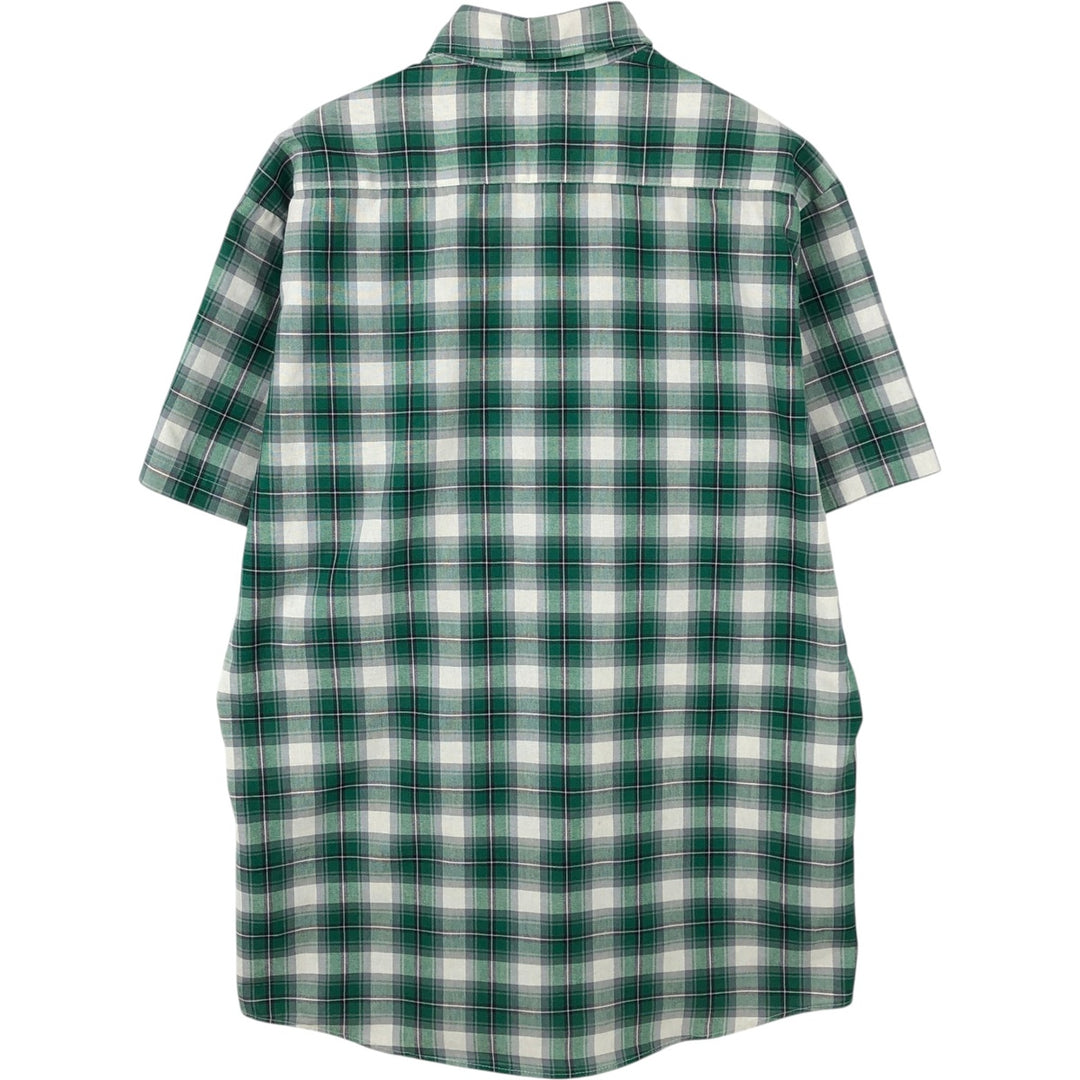 90'S Big Mac Check Pattern Short-Sleeve Work Shirt, Made in USA, Men's Size L (Equivalent), Vintage polyester green type Vintage Second Hand