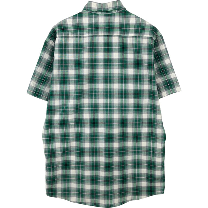 90'S Big Mac Check Pattern Short-Sleeve Work Shirt, Made in USA, Men's Size L (Equivalent), Vintage polyester green type Vintage Second Hand