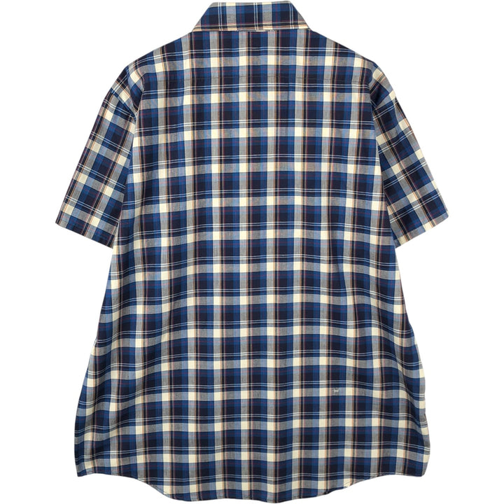 OshKosh B'Gosh Check Pattern Short-Sleeve Work Shirt, Men's XL (approx.), Vintage unclear blue type Vintage Second Hand