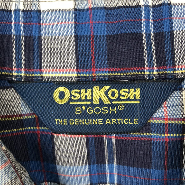 OshKosh B'Gosh Check Pattern Short-Sleeve Work Shirt, Men's XL (approx.), Vintage unclear blue type Vintage Second Hand