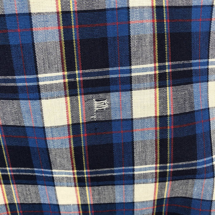 OshKosh B'Gosh Check Pattern Short-Sleeve Work Shirt, Men's XL (approx.), Vintage unclear blue type Vintage Second Hand