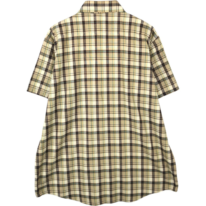 OshKosh B'Gosh Check Pattern Short-Sleeve Work Shirt, Men's Size XL (approx.) unclear Khaki type beige Vintage Second Hand