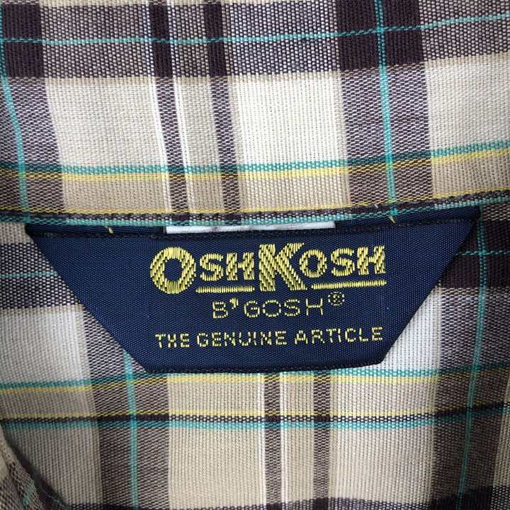 OshKosh B'Gosh Check Pattern Short-Sleeve Work Shirt, Men's Size XL (approx.) unclear Khaki type beige Vintage Second Hand