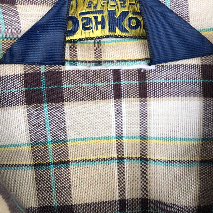 OshKosh B'Gosh Check Pattern Short-Sleeve Work Shirt, Men's Size XL (approx.) unclear Khaki type beige Vintage Second Hand