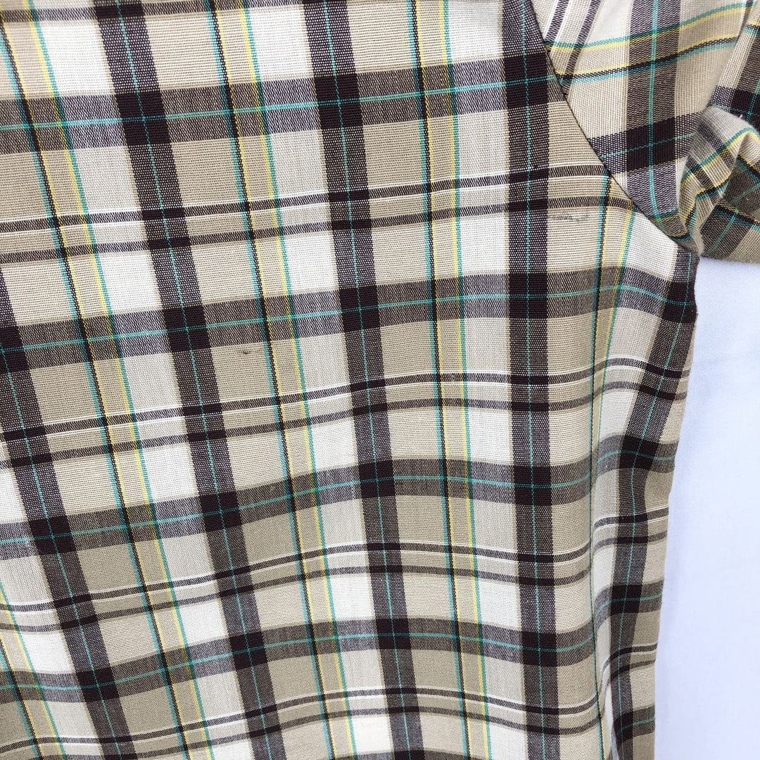 OshKosh B'Gosh Check Pattern Short-Sleeve Work Shirt, Men's Size XL (approx.) unclear Khaki type beige Vintage Second Hand