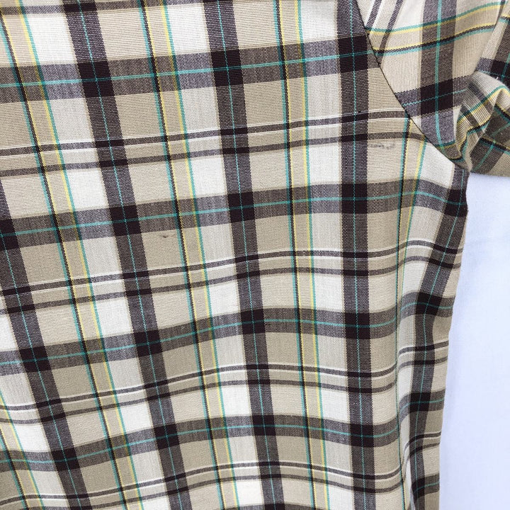 OshKosh B'Gosh Check Pattern Short-Sleeve Work Shirt, Men's Size XL (approx.) unclear Khaki type beige Vintage Second Hand
