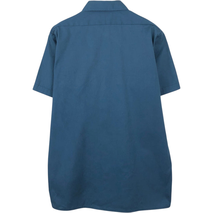 Dickies Short-Sleeve Work Shirt, Boxy Shirt, Made in USA, Men's Size M (approx.) polyester Navy blue Vintage Second Hand