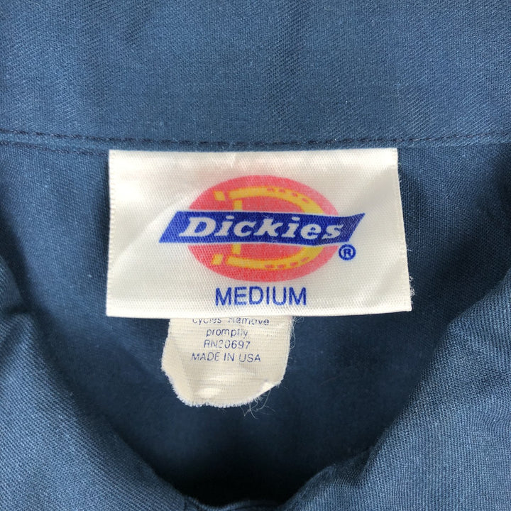 Dickies Short-Sleeve Work Shirt, Boxy Shirt, Made in USA, Men's Size M (approx.) polyester Navy blue Vintage Second Hand