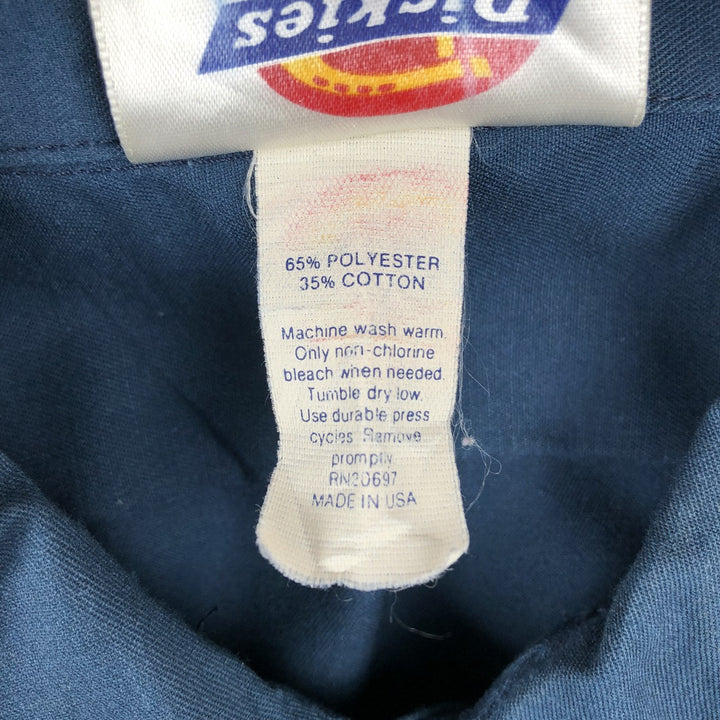 Dickies Short-Sleeve Work Shirt, Boxy Shirt, Made in USA, Men's Size M (approx.) polyester Navy blue Vintage Second Hand