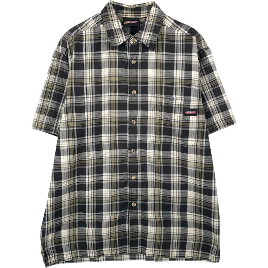 Dickies Short Sleeve Work Shirt Box Shirt Men's L Size unclear Khaki type Vintage Second Hand