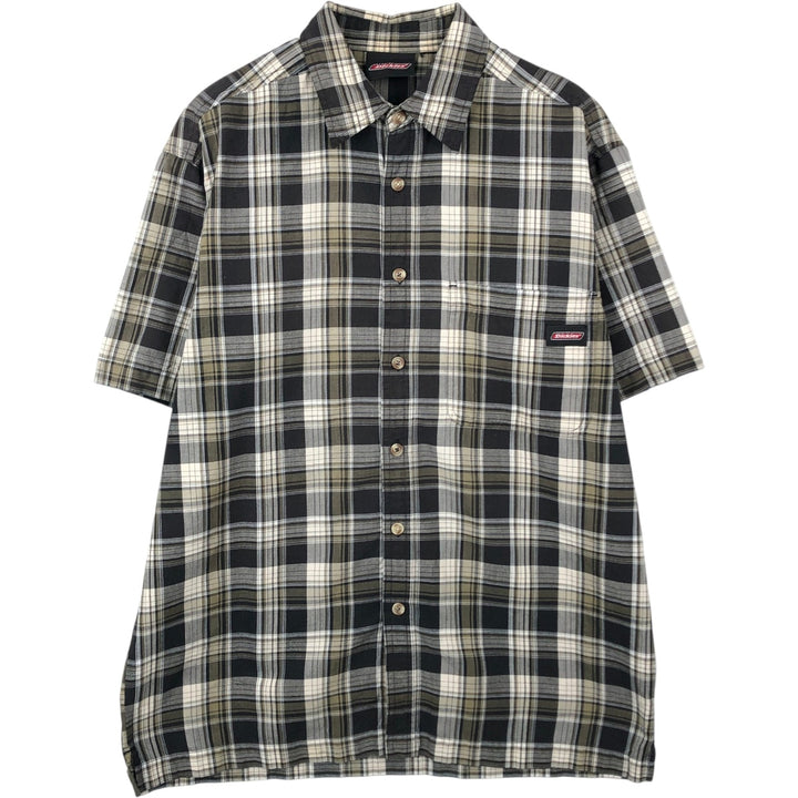 Dickies Short Sleeve Work Shirt Box Shirt Men's L Size unclear Khaki type Vintage Second Hand