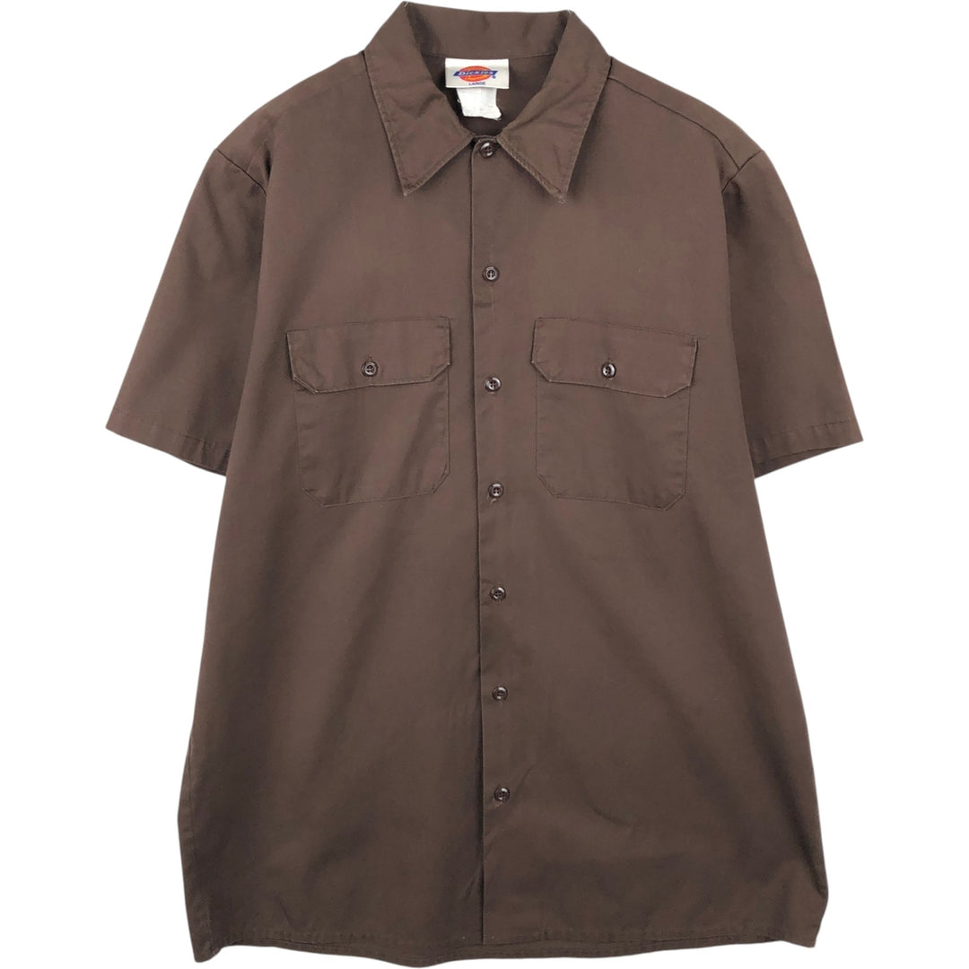 90'S Dickies Short-Sleeve Work Shirt, Boxy Shirt, Men's Size L (Equivalent), Vintage unclear brown type Vintage Second Hand