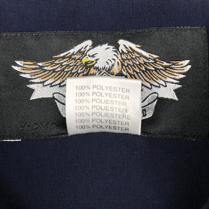 Harley-Davidson Dragon Pattern Open Collar Short Sleeve Work Shirt Box Shirt Men's Size M (approx.) polyester navy blue type Vintage Second Hand